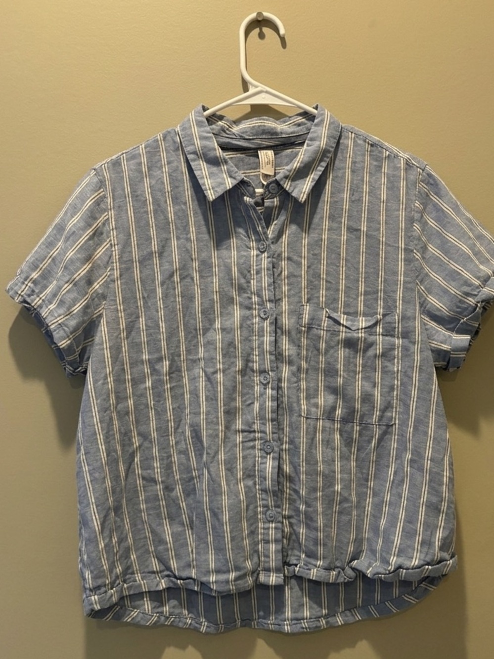 Auden Light Blue and White Striped Short-Sleeve PJ Shirt
